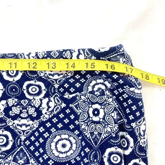 Talbots Patchwork Skirt Long Midi Bandana Floral Blue L Prairie Hippie Gypsy - Picture 7 of 10